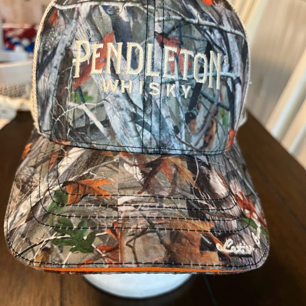 Pendleton Whisky Woodland Camo Orange Adjustable Trucker Hat Baseball Cap